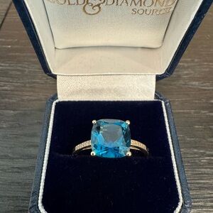 London Blue Topaz and diamond ring